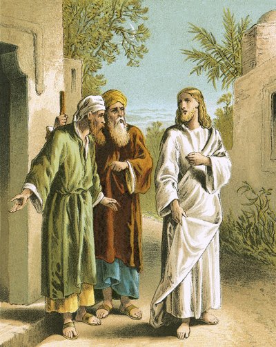 Jesus und die zwei Jünger in Emmaus von English School